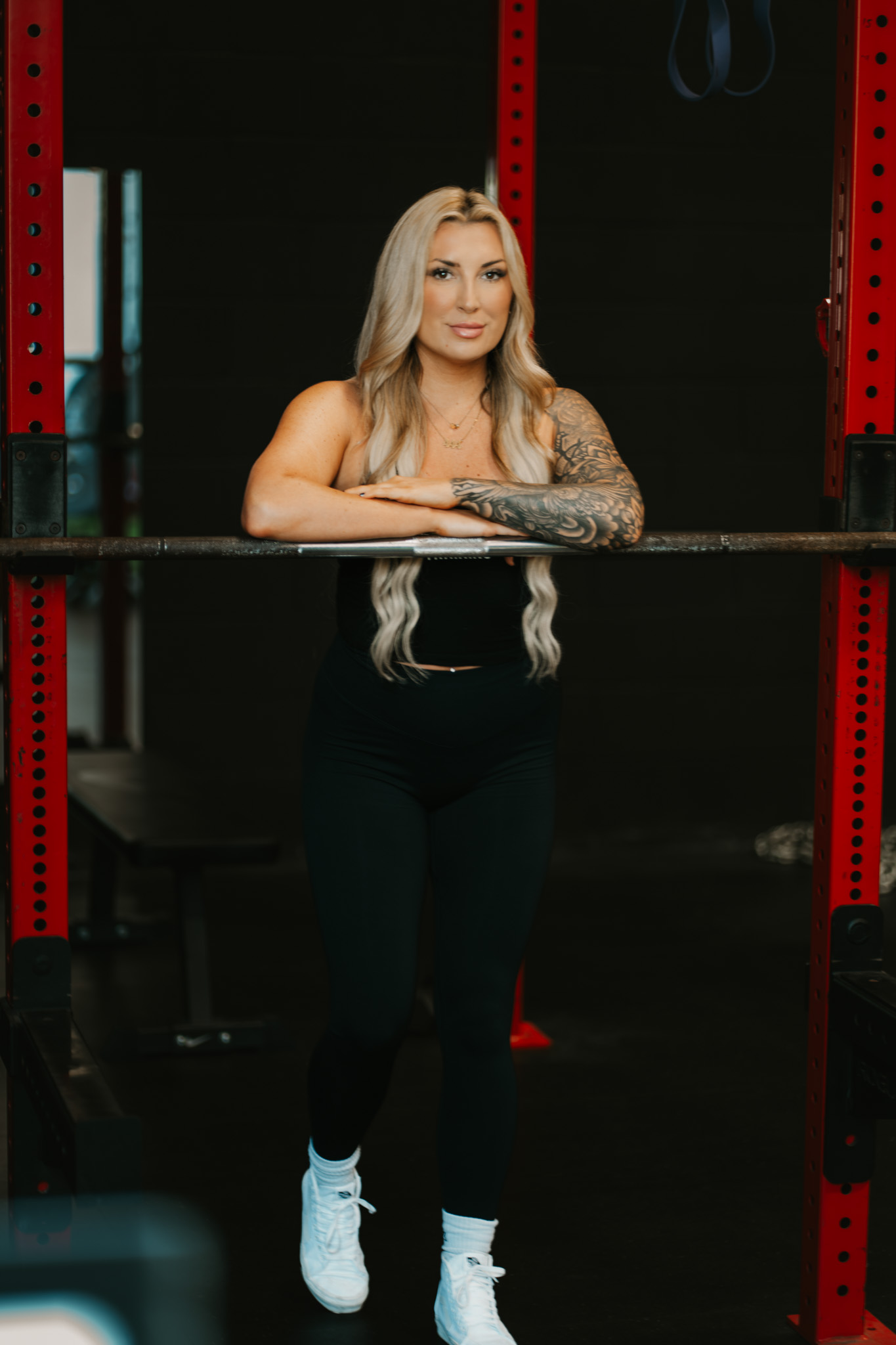 Jamie at the squat rack